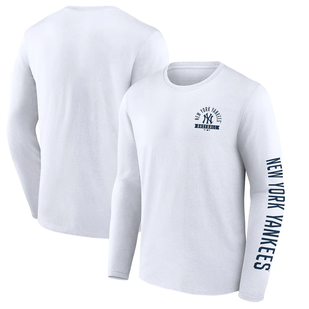 T-shirt à manches longues pour homme Fanatics New York Yankees Press Box blanc