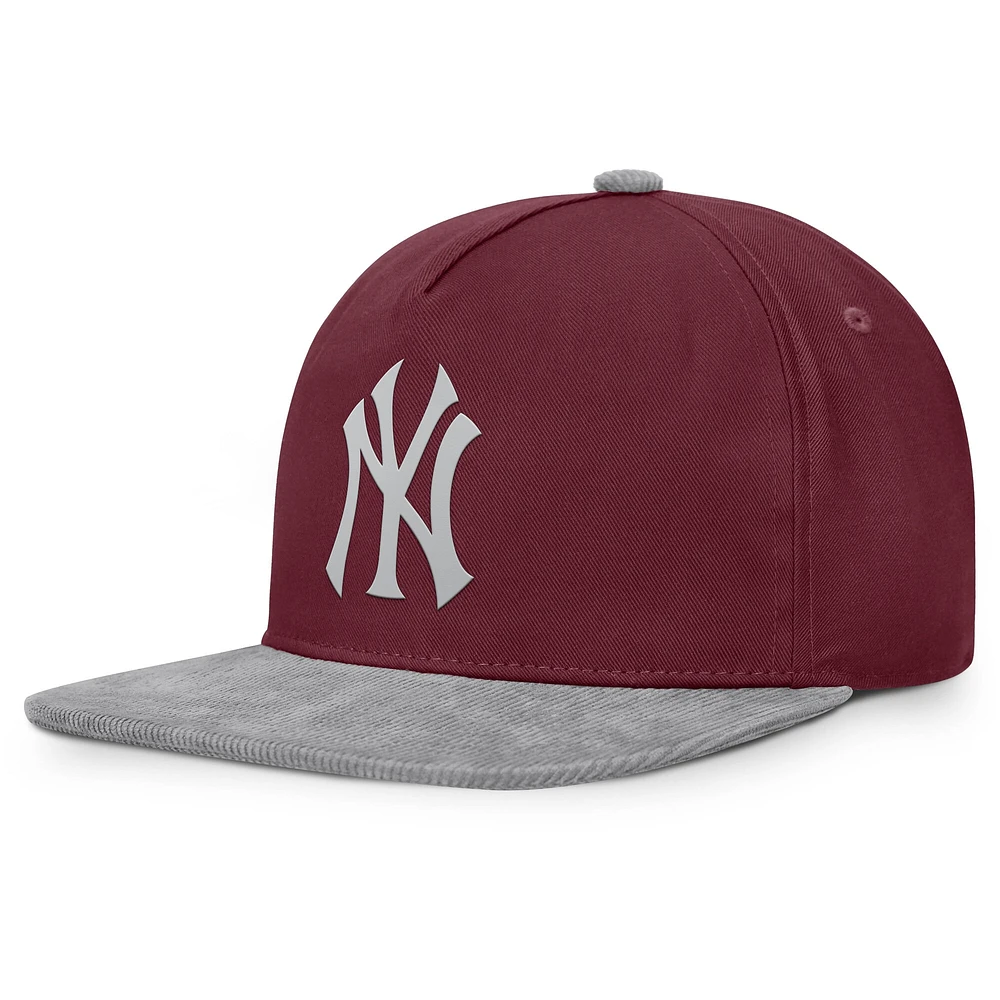 Casquette snapback du front office des Yankees de New York pour hommes Fanatics Wine