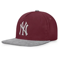 Casquette snapback du front office des Yankees de New York pour hommes Fanatics Wine