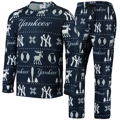 New York Yankees FOCO Ugly Pajama Sleep Set - Navy