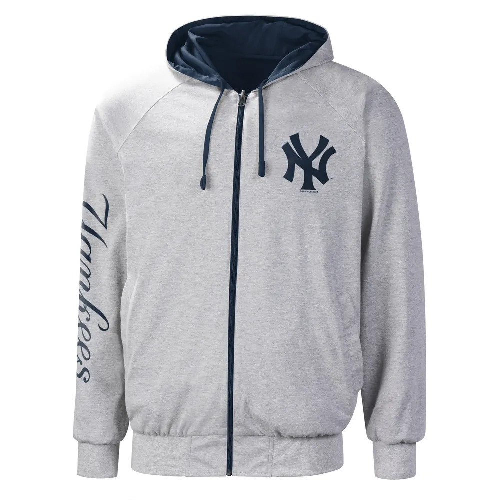 Men's G-III Sports by Carl Banks Navy/Gray New York Yankees Southpaw Reversible Full-Zip Raglan Hoodie - Jacket