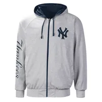 Men's G-III Sports by Carl Banks Navy/Gray New York Yankees Southpaw Reversible Full-Zip Raglan Hoodie - Jacket