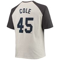 Men's Gerrit Cole Oatmeal/Heathered Charcoal New York Yankees Big & Tall Name Number Raglan T-Shirt