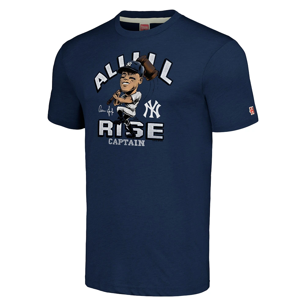 Men's Homage Aaron Judge Navy New York Yankees Caricature Tri-Blend T-Shirt