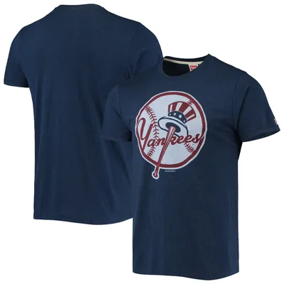 New York Yankees Homage Hand-Drawn Logo Tri-Blend T-Shirt - Navy