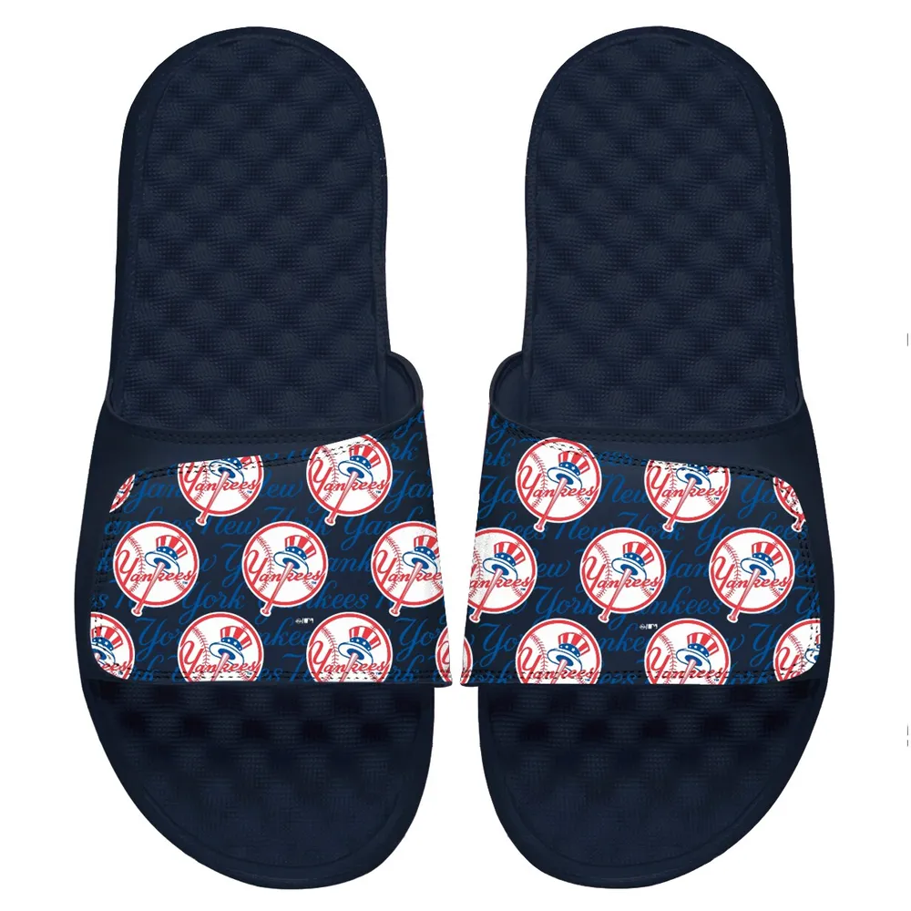 Lids Houston Astros ISlide Youth Cooperstown Logo Slide Sandals - Navy