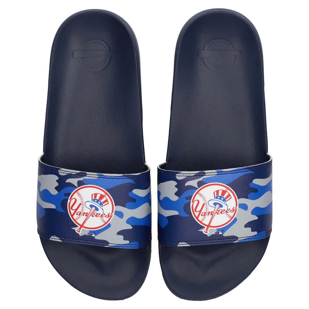 Men's ISlide White New York Yankees Alternate Logo Motto Slide Sandals