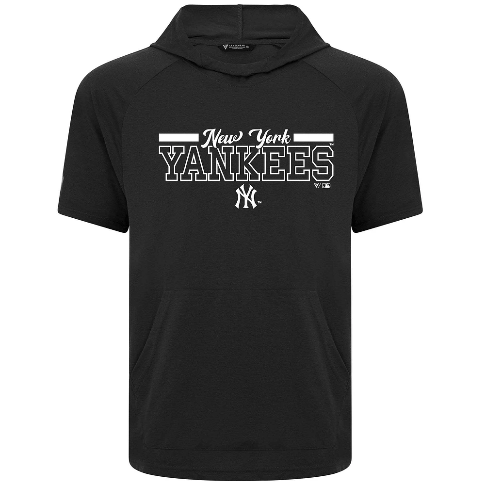 Men's Levelwear Black New York Yankees Phase Vanguard Hoodie T-Shirt