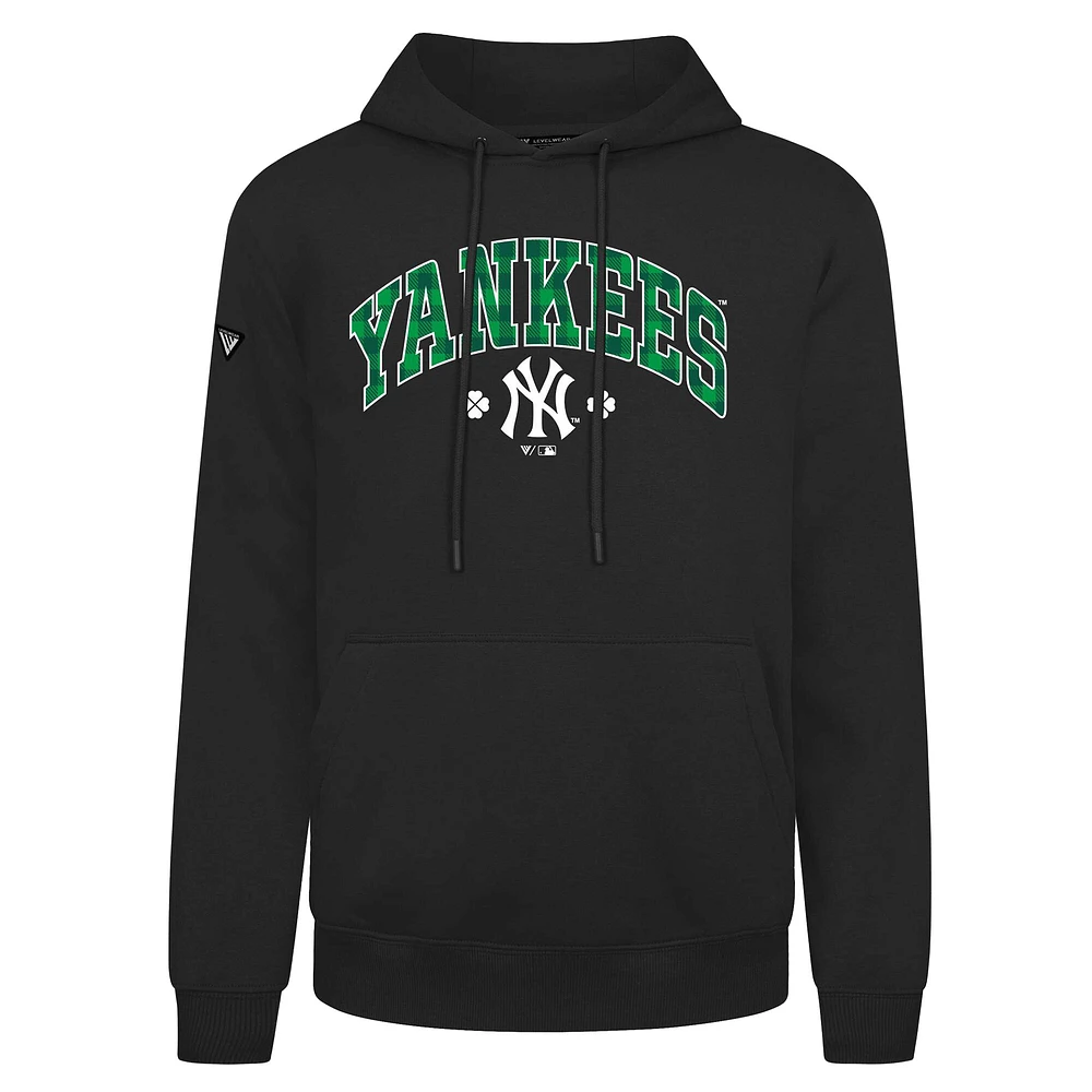 Sweat à capuche carreaux noir pour homme Levelwear New York Yankees St. Patrick's Day Podium