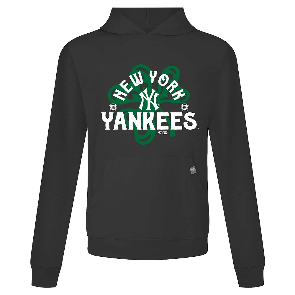 Sweat à capuche noir pour homme avec motif trèfle relais de la Saint-Patrick des Yankees New York
