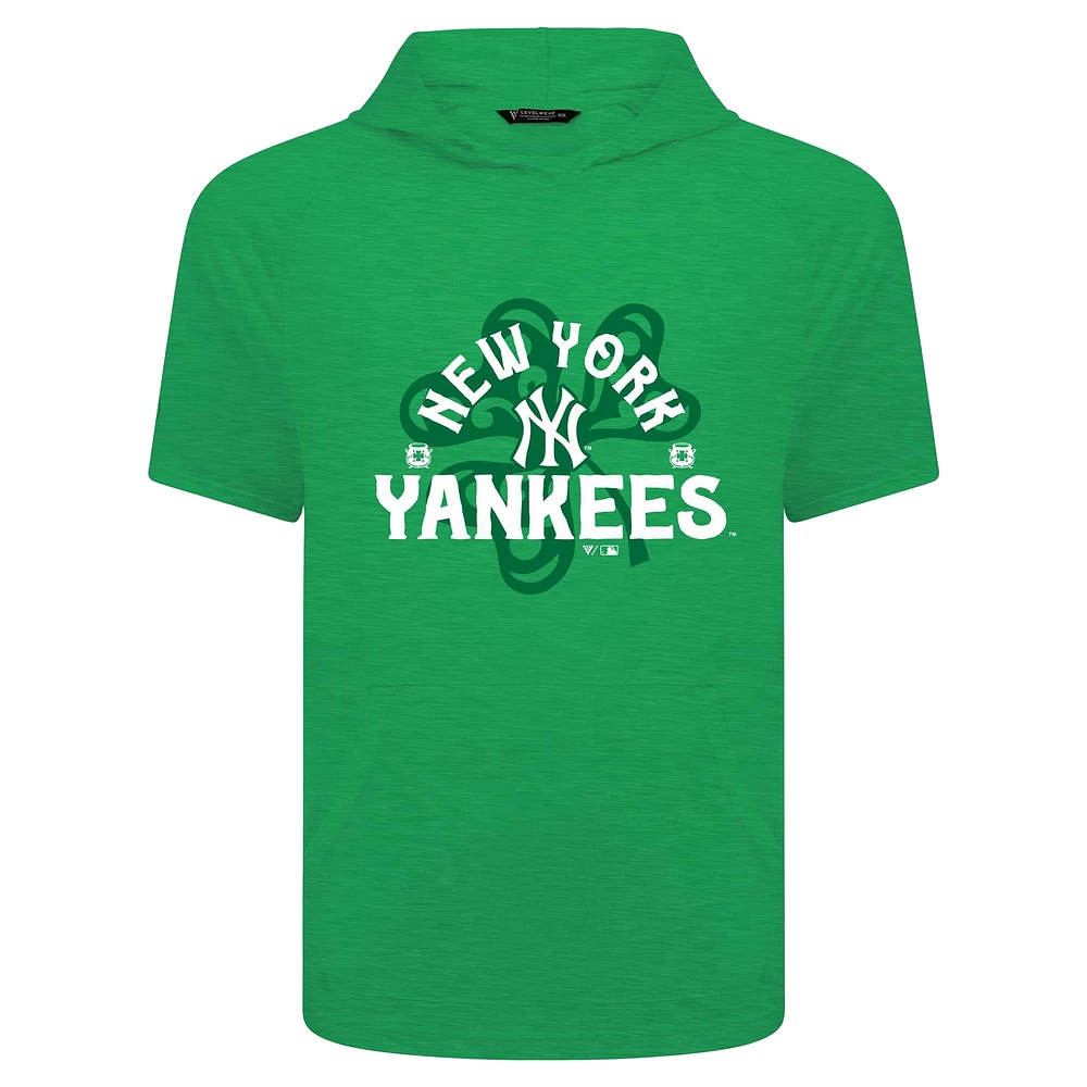 Men's Levelwear Green New York Yankees St. Patrick's Day Phase Shamrock Short Sleeve T-Shirt Hoodie