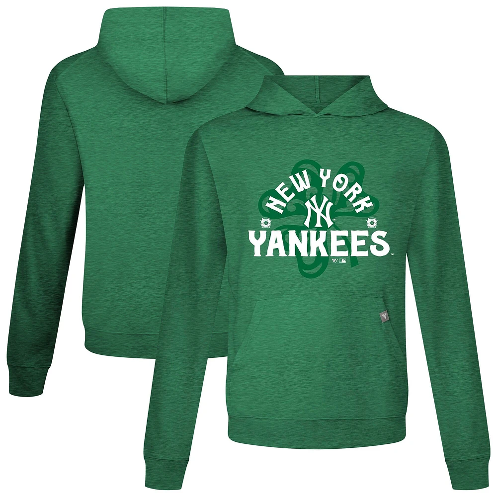 Men's Levelwear Green New York Yankees St. Patrick's Day Relay Shamrock Pullover Hoodie