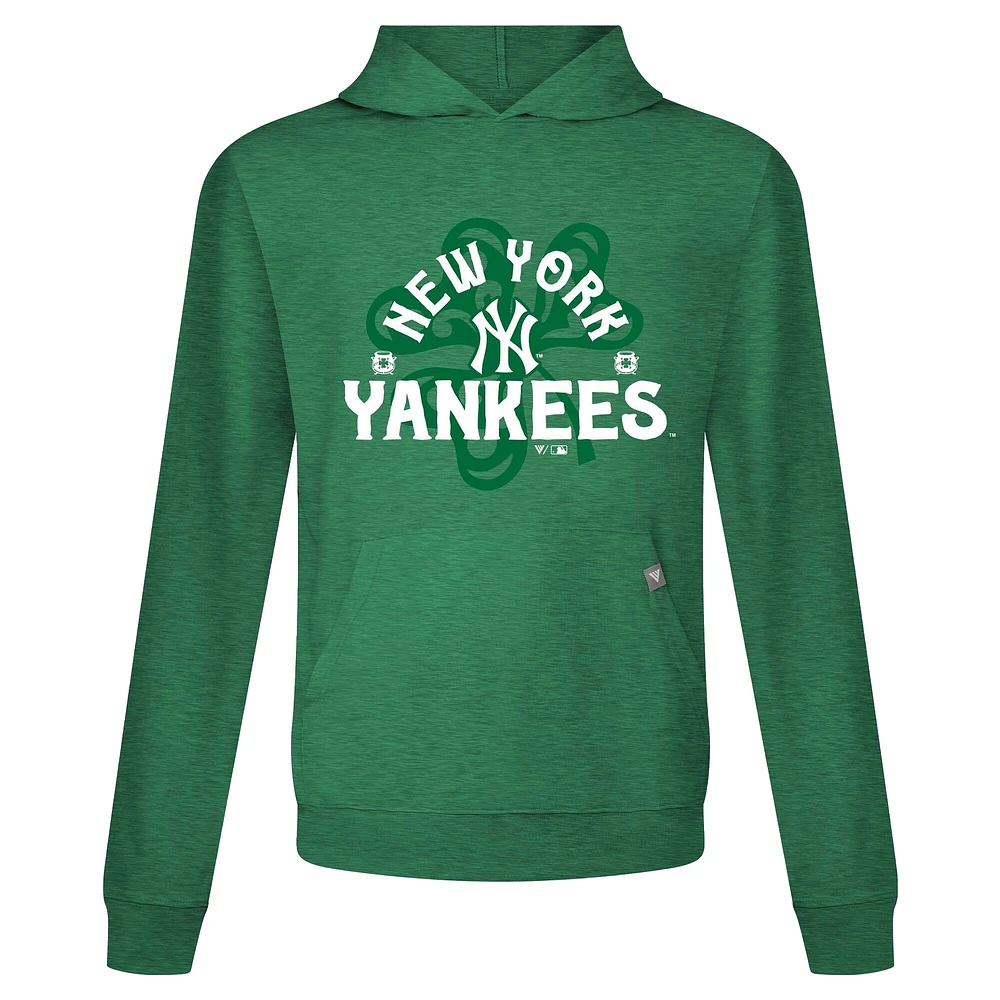 Men's Levelwear Green New York Yankees St. Patrick's Day Relay Shamrock Pullover Hoodie