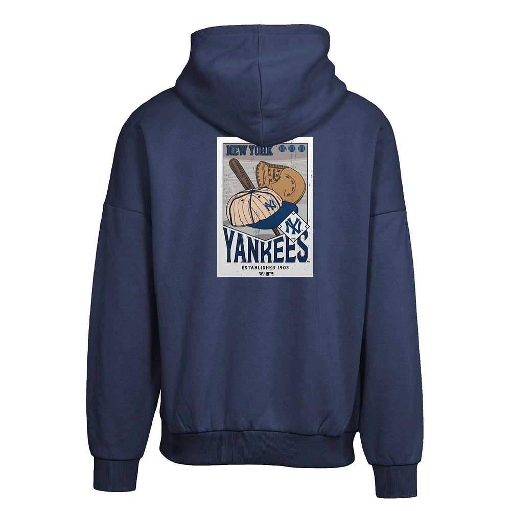 Sweat à capuche bleu marine New York Yankees Contact Pro Card pour homme Levelwear