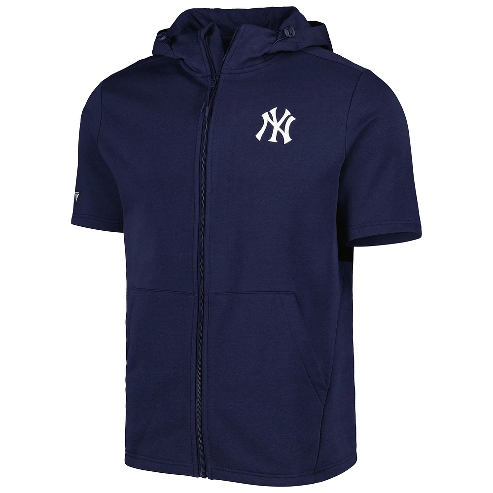 Sweat à capuche et manches courtes fermeture éclair intégrale Levelwear New York Yankees Recruit pour homme