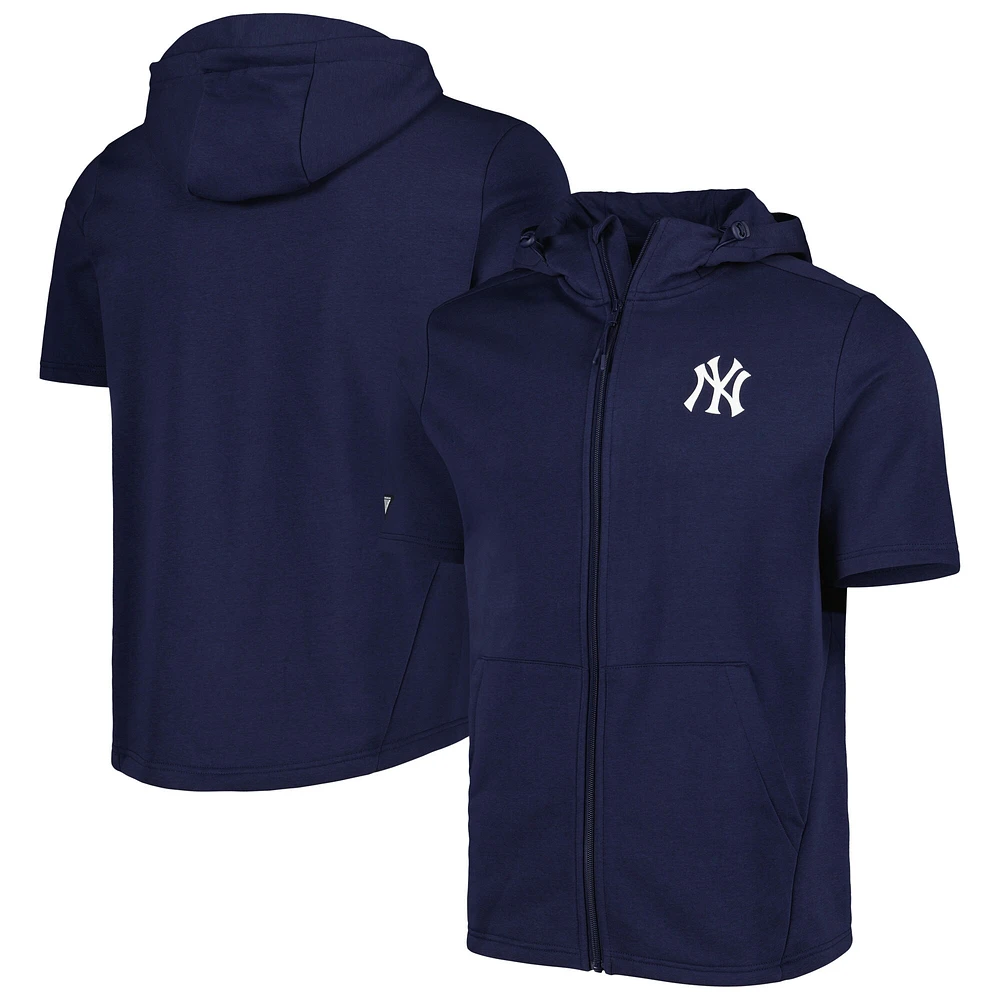 Sweat à capuche et manches courtes fermeture éclair intégrale Levelwear New York Yankees Recruit pour homme