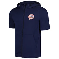 Sweat à capuche manches courtes et entièrement zippé bleu marine Levelwear pour hommes des New York Yankees Recruit