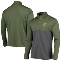 Veste pour homme Levelwear Olive New York Yankees Delta Pursue Quarter-Zip