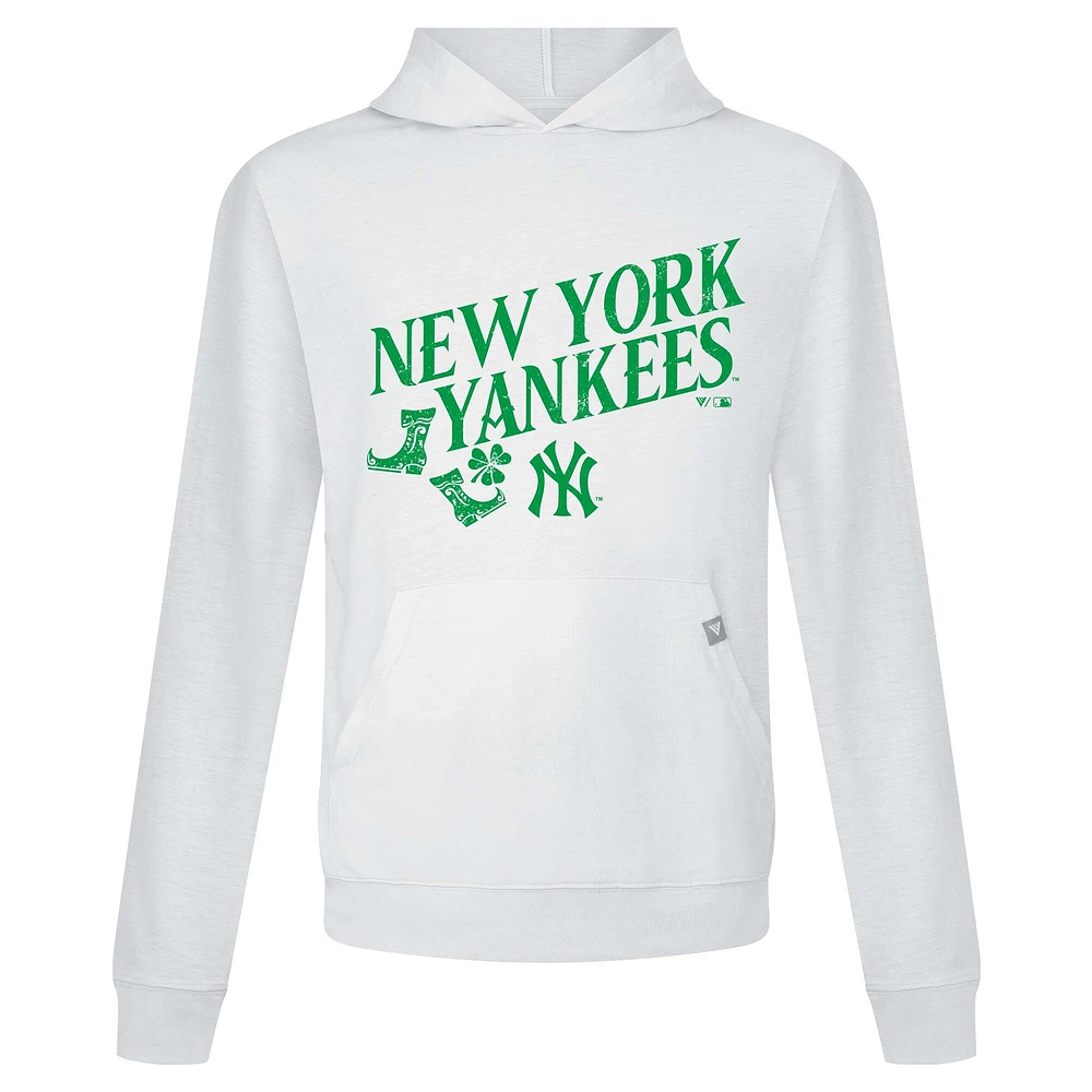 Sweat à capuche blanc pour homme avec bottes relais de la Saint-Patrick des Yankees New York Levelwear