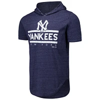 Men's Majestic Threads Navy New York Yankees Tri-Blend Hoodie T-Shirt