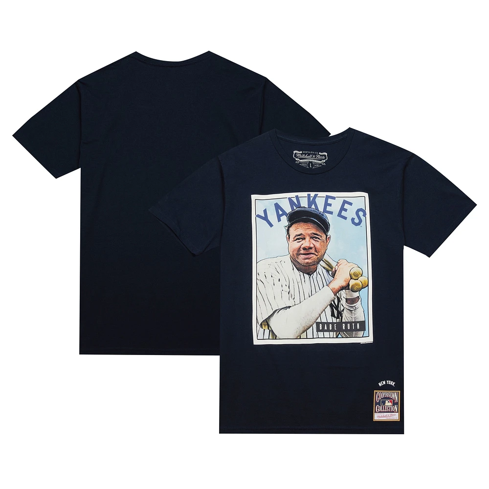 Mitchell & Ness Babe Ruth pour hommes, bleu marine, New York Yankees, collection Cooperstown, T-shirt Collectors Connection