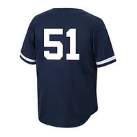 Maillot d'entraînement au bâton boutonné en maille bleu marine Bernie Williams de la collection Cooperstown des Yankees New York pour homme Mitchell & Ness