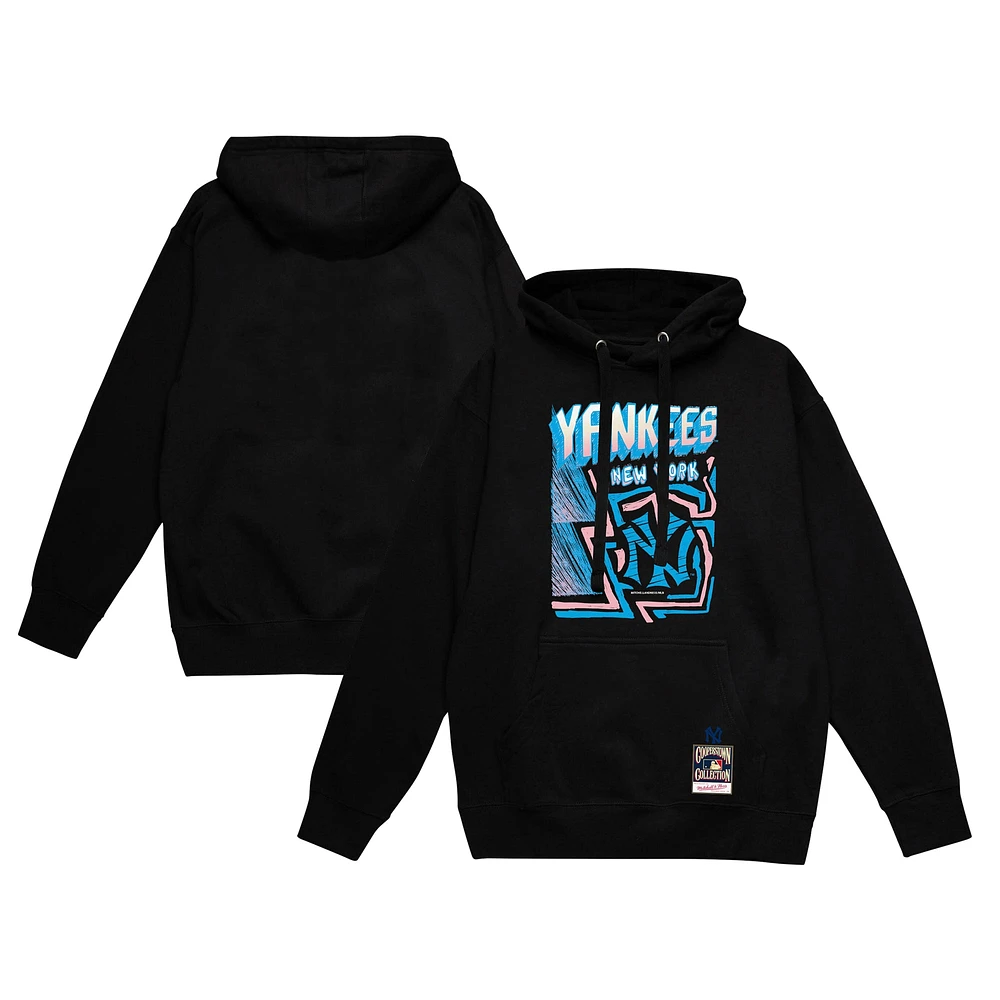 Men's Mitchell & Ness Black New York Yankees Sidewalk Sketch Pullover Hoodie