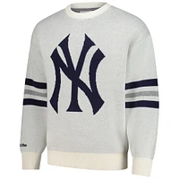 Men's Mitchell & Ness Cream New York Yankees Retro Pullover Sweater