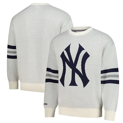 Men's Mitchell & Ness Cream New York Yankees Retro Pullover Sweater