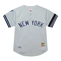 Maillot authentique Mitchell & Ness Derek Jeter gris pour homme des Yankees de New York, collection Cooperstown, Série mondiale 2000