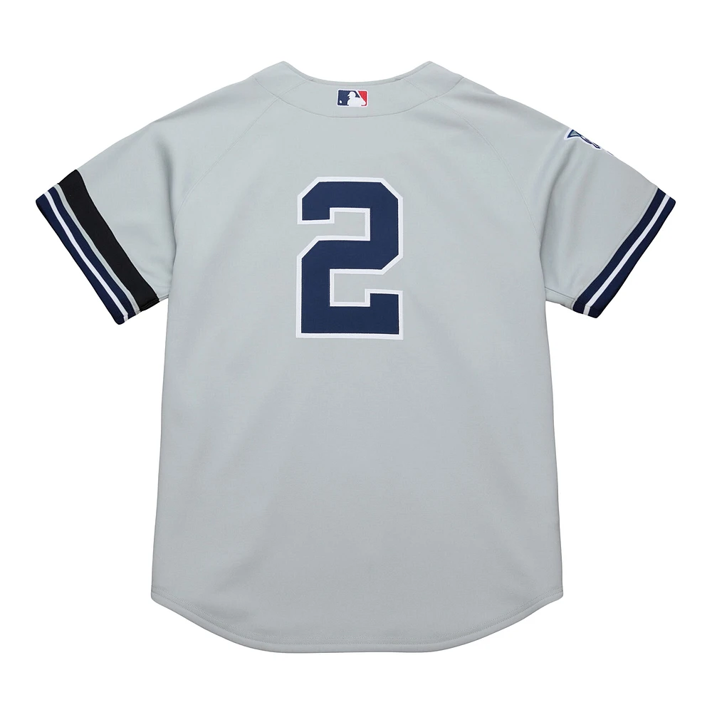 Maillot authentique Mitchell & Ness Derek Jeter gris pour homme des Yankees de New York, collection Cooperstown, Série mondiale 2000