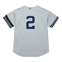 Maillot authentique Mitchell & Ness Derek Jeter gris pour homme des Yankees de New York, collection Cooperstown, Série mondiale 2000