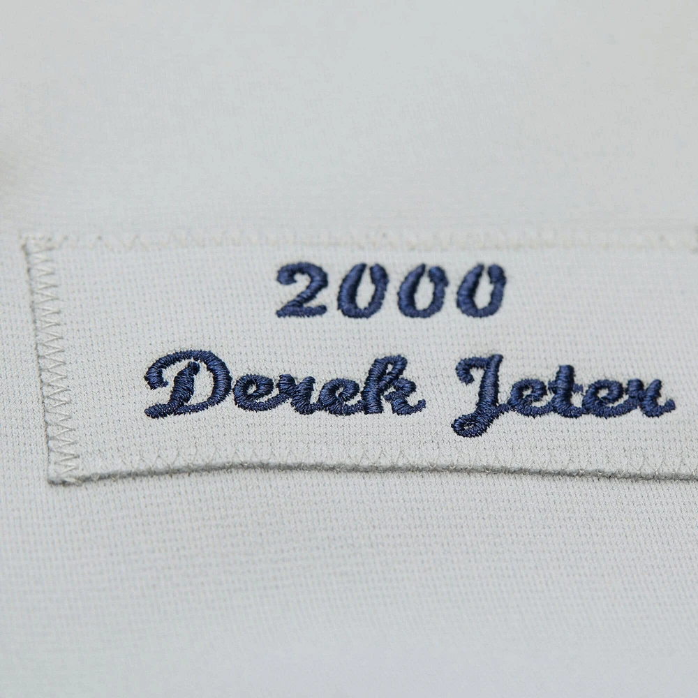 Maillot authentique Mitchell & Ness Derek Jeter gris pour homme des Yankees de New York, collection Cooperstown, Série mondiale 2000