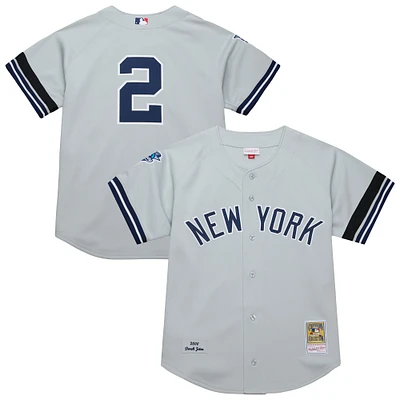 Maillot authentique Mitchell & Ness Derek Jeter gris pour homme des Yankees de New York, collection Cooperstown, Série mondiale 2000