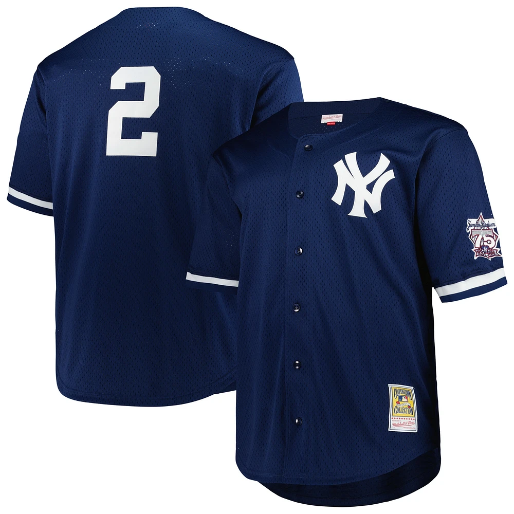 Mitchell & Ness Derek Jeter pour hommes, bleu marine, New York Yankees, Big Tall, collection Cooperstown, maillot d'entraînement au bâton en maille