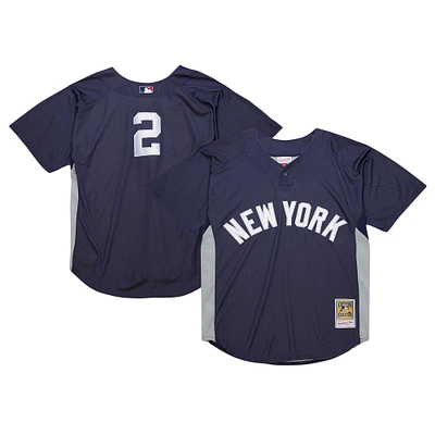 Maillot d'entraînement au bâton de la collection Cooperstown des New York Yankees Mitchell & Ness Derek Jeter pour hommes, bleu marine