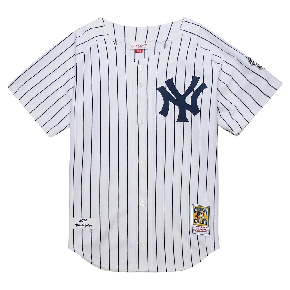 Men's Mitchell & Ness Derek Jeter White New York Yankees 2014 Cooperstown Collection Authentic Throwback Jersey