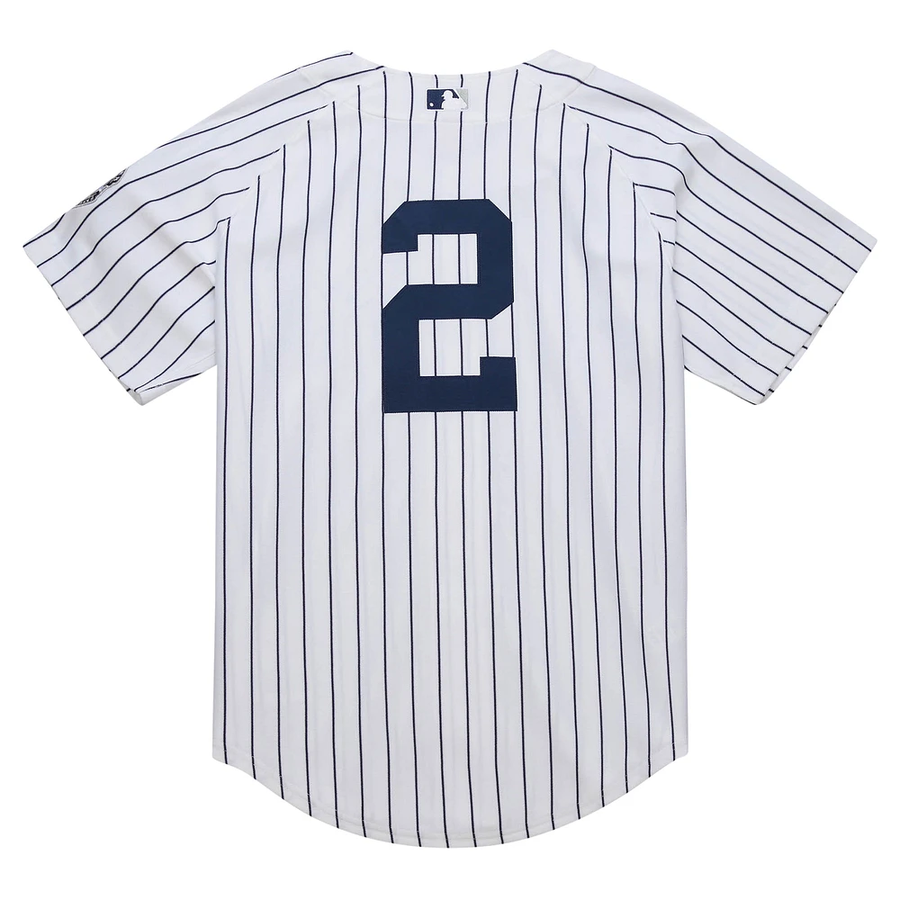 Men's Mitchell & Ness Derek Jeter White New York Yankees 2014 Cooperstown Collection Authentic Throwback Jersey