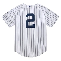 Maillot de retour authentique la collection Cooperstown 2014 des New York Yankees Mitchell & Ness Derek Jeter blanc pour hommes