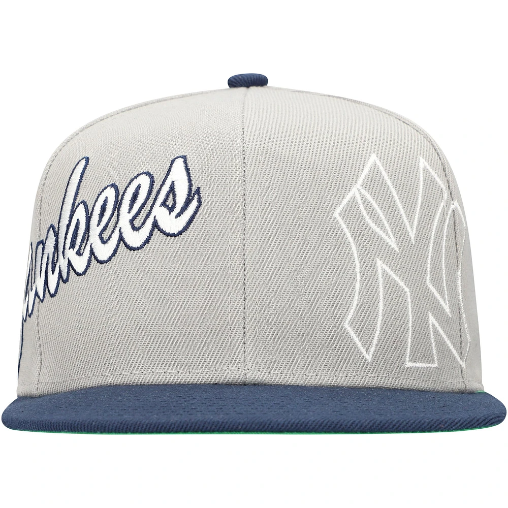 Men's Mitchell & Ness Gray New York Yankees Knock Out Panel Snapback Hat