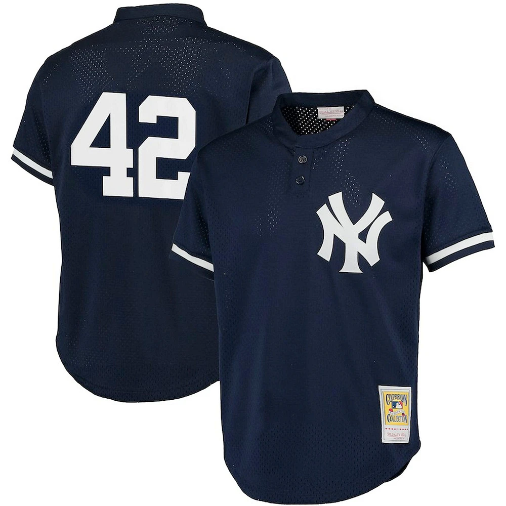 Maillot d'entraînement au bâton en maille pour hommes, Mitchell & Ness Mariano Rivera, bleu marine, New York Yankees, collection Cooperstown, grands et hauts