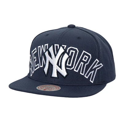 Casquette snapback intégrale sur le devant bleu marine New York Yankees Mitchell & Ness pour hommes