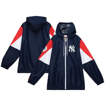 New York Yankees Mitchell & Ness Throw It Back Full-Zip Windbreaker Jacket - Navy