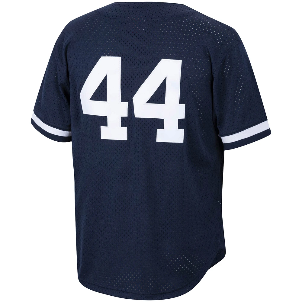 Mitchell & Ness Reggie Jackson Navy New York Yankees Cooperstown Collection Maillot boutonné d'entraînement au bâton en maille pour homme