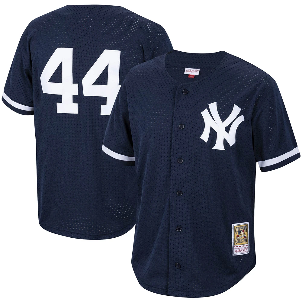 Mitchell & Ness Reggie Jackson Navy New York Yankees Cooperstown Collection Maillot boutonné d'entraînement au bâton en maille pour homme