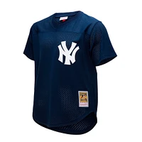 Mitchell & Ness Rickey Henderson Navy New York Yankees Cooperstown Collection Maillot boutonné d'entraînement au bâton en maille pour homme