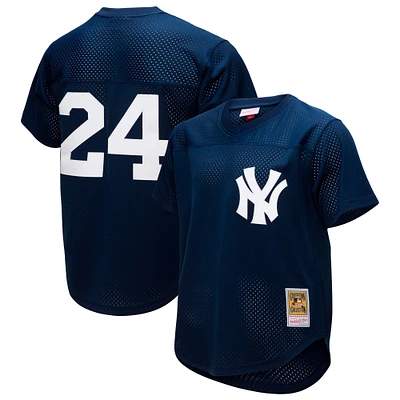 Mitchell & Ness Rickey Henderson Navy New York Yankees Cooperstown Collection Maillot boutonné d'entraînement au bâton en maille pour homme