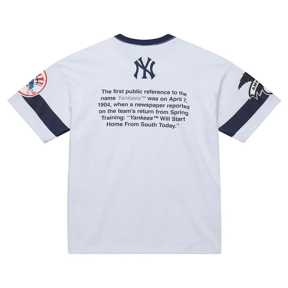 Men's Mitchell & Ness White New York Yankees Cooperstown Collection Team Origins Premium T-Shirt