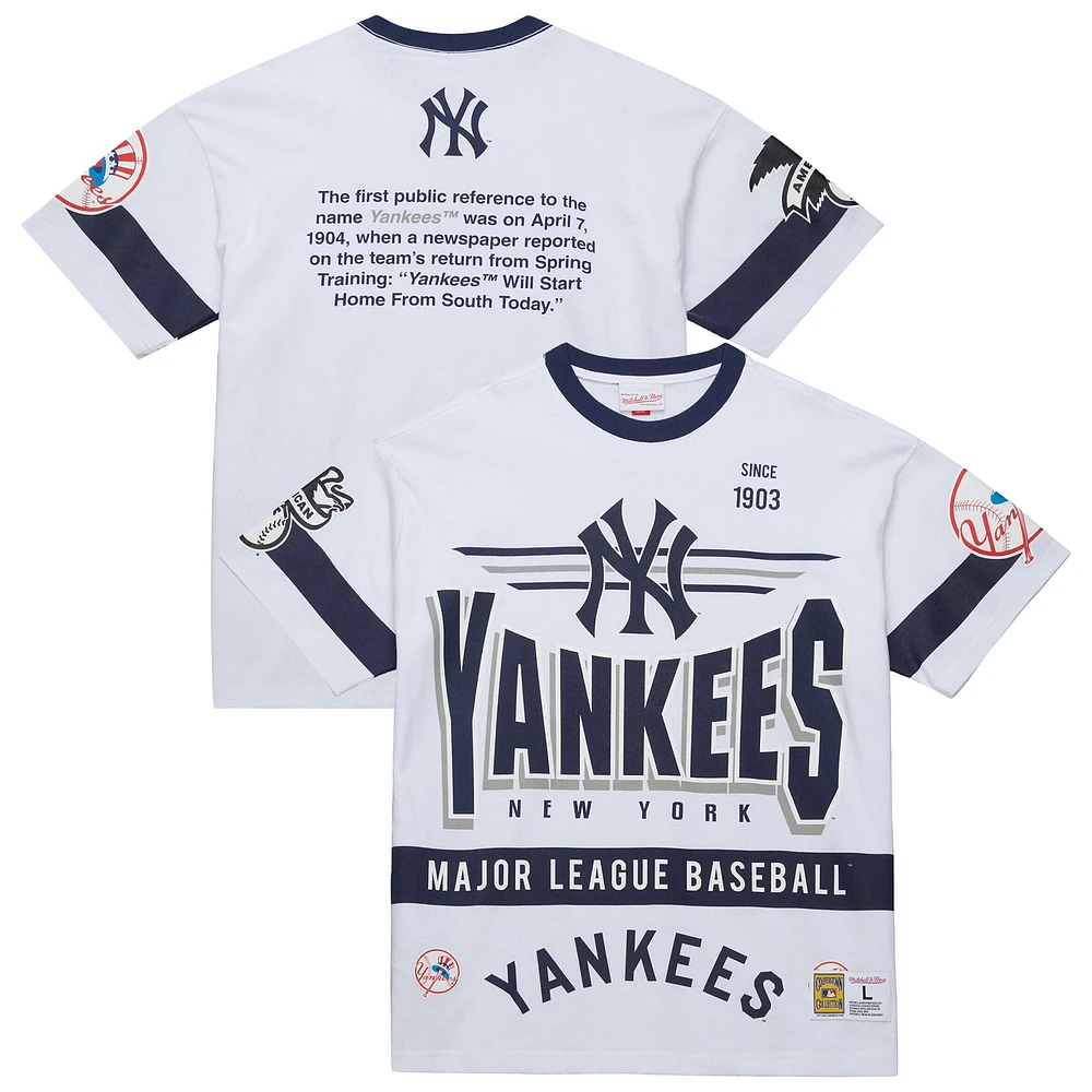 Men's Mitchell & Ness White New York Yankees Cooperstown Collection Team Origins Premium T-Shirt