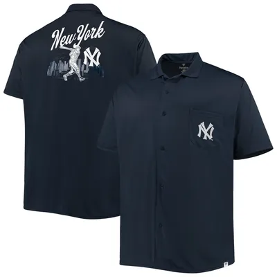 Men's New York Yankees FOCO Navy Floral Linen Button-Up Shirt